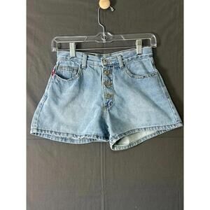 High Rise Button Fly Denim Shorts Light Wash 100 Percent Cotton Made in USA